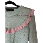 Anna October Mint Green Pink Ruffle Wool Knit Sweater Size Small Photo 6