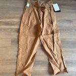 NWT BASSIKE Space For Giants belted linen tapered pants Size 0 Photo 4
