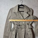 Last Kiss Jacket Womens Juniors Large Khaki Green Button Up Belted Jacket NEW Photo 3