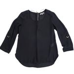 Apology London Black Top Blouse Back Gold Zip High Photo 0