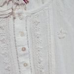 HOUSE OF HARLOW EMBROIDERED SILVER METALLIC SHIMMER THREAD CREAM BOHO BLOUSE TOP White Size M Photo 4