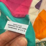 Vintage 80s Elissa bright abstract art silk long head neck scarf Pink Photo 4