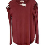 NWT Miao Miao Dusty Pink Long Sleeve Peek Shoulder Lace Up Small Photo 0