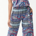 Tommy Bahama  Blouson Jumpsuit L $148 Wide Leg Stretch Tropical Beachy Pockets‎ Photo 0