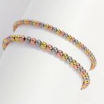 2 Pcs Set Stainless steel Round Beads Bracelet Gold Photo 0