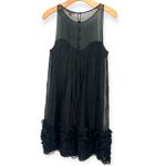 Rebecca Taylor |S / 4| Silk Chiffon Ruffle Rosset Applique Semi Sheer Mini Dress Photo 4