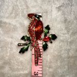 Elegant Red cardinal bird Brooch with Green Accents Photo 4
