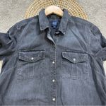 Gap Women’s Longsleeve Utility Denim Shirtdress Pockets Western in Black Wash L Photo 2