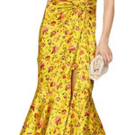 Cinq à Sept Cinq a sept Dress Size 0 Provence Katz Floral Back Zip Yellow Satin Finish Photo 0