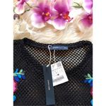 ZARA NWT Black Knit Mesh Embroidered Crop Top Photo 5