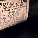 Sorel Women's Joan of Arctic Black Wedge II Leather Chelsea Heels Boots Size 10 Photo 8