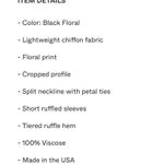 MISA Los Angeles  Raziela Top Black Ditsy Floral Photo 2