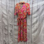 MSK Vibrant Multicolor Printed Collared Short Sleeve Midi Dress Size Large Pink Photo 8