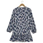Jason Wu Dress Womens 10 White Blue Silk Floral Ruffle Mini Long Sleeve Designer Photo 1