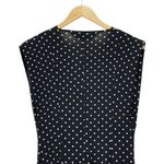 Norma Kamali  Black Polka Dot Midi Dress Size Large V-Neck Sleeveless Retro Chic Photo 6