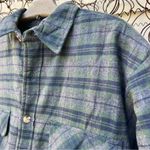 Vintage Dark Green Blue Plaid Flannel Quilted Long Sleeve Shirt Shacket MEDIUM Photo 3