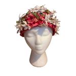 VINTAGE CIRCA 1960'S HANDCRAFTED PINK W/SILK FLOWERS CLOCHE HAT Photo 2