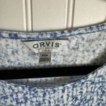 Orvis  Linen Blend Blue Pattern Short Sleeve Top H20 Photo 3