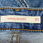 Levi's  Women's Blue Frayed Raw Hem Super Low Bootcut Flared Denim Jeans Pants 30 Photo 4