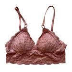 Aerie  Dusty Coral Rose Lace Triangle Bralette XS Photo 0