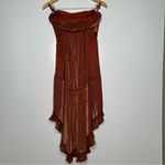 Anthropologie  Terracotta Velvet High-Low Strapless Dress Size 4 Photo 7