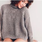 Aerie ✨ Cable Mock Neck Laine Wool Grey Sz Medium Sweater✨ Photo 0