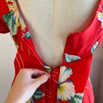 1970s Made in Hawaii Island Fashions Tropical Hawaiian Print Maxi Dress Size 12 Red Photo 9