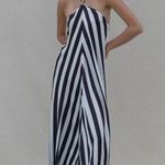 Birgette Herskind Thora A Line Halter Maxi Dress Black White Stripe Womens Size Size XS Photo 1