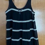 Oscar de la Renta Vintage Sheer Lace Trim Tank Black White Whimsigoth Feminine Photo 0