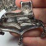 Avon Cat On Pillow Tassel Dangles Faux Marcasite Signed Silver Tone Brooch Pin Photo 6