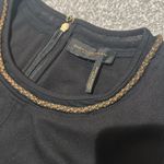 Donna Karan  black dress with bell short sleeves and metal detail neck size‎ M Photo 2