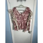 Grace & Emma Blouse Size 2XL Pink Tie Dye Ruffled Fairycore Hippie Western Boho Photo 1