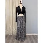 Artisan NY  Black Paisley Print Maxi Skirt Boho Flowy Bohemian Vacation Resort M Photo 2