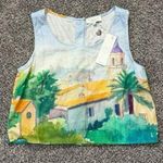Calypso St. Barth  Watercolor BeachTown Painting Linen Tank Size XS Photo 0