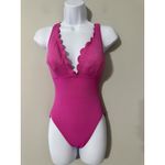 Kate Spade New York Pique Solids Plunge One Piece Swimsuit EUC Size S Pink Photo 1