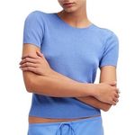 Madewell New Micro Rib Fitted Sweater Short Sleeve Tee NQ337 Celeste Blue XS Photo 0