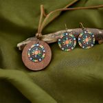 Boho‎ Necklace & Earrings Set Colorful Flower Design Tribal Accessories Tan Photo 7