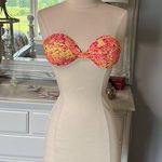 Xhilaration Bikini top pushup  M strapless Swimsuit Underwire Pink Yellow Photo 2