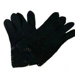 VINTAGE ITALIAN MADE FOR CALVONE CROCHETED FISHNET STRETCH GLOVES ELEGANT Black Photo 7