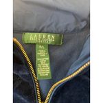 Lauren Ralph Lauren Petite Navy Blue Velour Jacket Full Zip Gold Accents P/L Size undefined Photo 4
