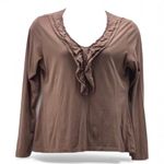 Garnet Hill  Pima Cotton Top Brown XL‎ Photo 0