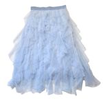 Anthropologie NWT by Evelyn Cheri in Sky Blue Ruffled Tulle Midi Skirt M Photo 4