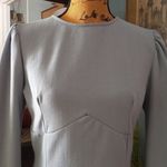 Boohoo  Dusty Blue Bust Detail Blouson Long Sleeve Jersey Skater Dress NWT Photo 5