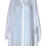 Alpha Studio M/L Button Front Blouse White Crepe Sheer Long Sleeve NWT Oversized Size L Photo 0