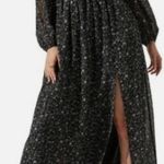 Astr the Label Dress Maxi Smocked Long Sleeve Floral Print Black Purple Size XL Photo 1