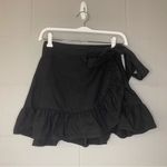 Aerie Linen Blend Ruffled Wrap Mini Skirt in Black Women’s Size Small Photo 2
