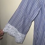 a.n.a 🎄 Navy Striped Lace-Up Blouse Photo 1