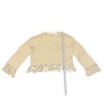 Ellison Sweater Cream Fringe Trim Women’s Large L/S Boutique Boho Knit NWT Photo 5