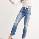 Madewell The High-Rise Slim Crop Boyjean: Knee-Rip Edition - Size 28 Photo 0
