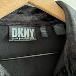 DKNY Vintage Black Crushed Velvet Velour Long Sleeve Popover Shirt Y2K 90s Large Photo 1